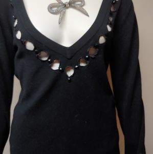 Michael Kors Cut out Heart Black Top XL